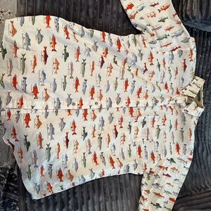 Orvis Men's Casual Button Down Shirt - Multicolor Fish Print